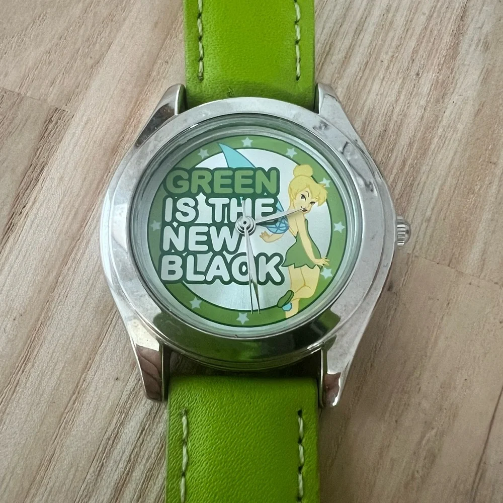 Disney tinker bell green is the new black fashion watch NEW BATTERY